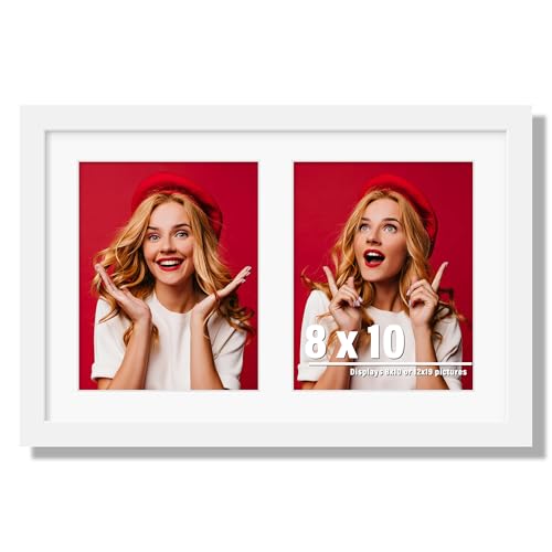 Photo 1 of 12x19 Double Picture Frame 8x10 Displays Two 8x10 inch Photos Collage Available Horizontal Wall Mounting Display and Vertical White