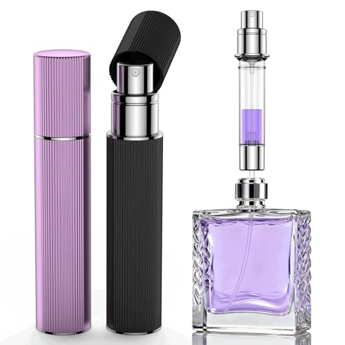 Vaporisateur de parfum rechargeable, 8 ml, aluminium, noir et violet, pour homme et femme, pour les déplacements (Smity)