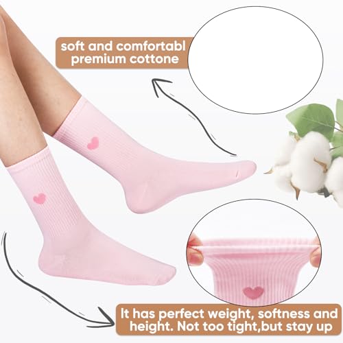 Image of Corlap Women's Cute Cotton Crew Athletic Running Socks - Ankle High, Novelty Fun Heart Design 5-Pairs (Gift Box)