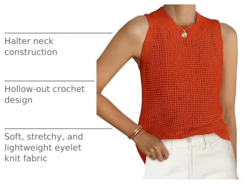 Image of PRETTYGARDEN Womens Summer Crochet Tank Tops Knit Sweater