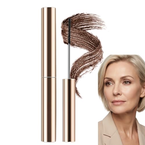 Brown Mascara for Older Women,Waterproof Mascara for Mature Women,Lengthening&Volumising Formula,Fast-Drying Smudge-Proof Wear,Natural Lash-Lifting Effect for Mature Women with Thinning Lashes(Brown)