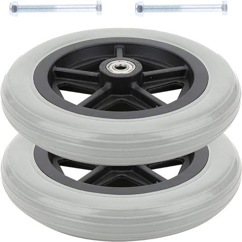 Ruedas de silla de ruedas delanteras, pequeñas, resistentes al desgaste, ruedas de Goma para sillas de ruedas para ancianos discapacitados, ruedas de repuesto sólidas,2 pcs, Gris,7inch/17cm