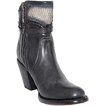 Womens Leather Western Cowboy Ankle Boot