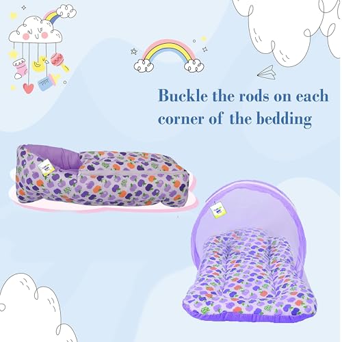 Image of Toddylon Baby Bedding Set New Born Baby Bed Mosquito Net | Carry Bag|Sheets | Essentials Combo (0-6 Months) (4PCS Set)