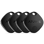 ATUVOS Air Tags - 4 Pack,Tracker Bluetooth Item Finder, Compatible with Apple Find My (iOS Only), Replaceable Battery, IP67 Waterproof, for Keys, Luggages, Suitcases, Bags, Black