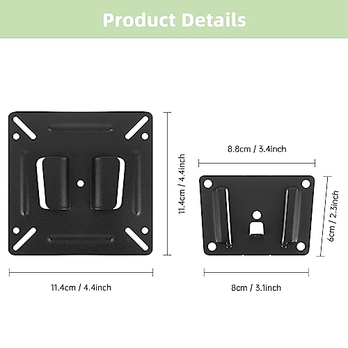 CTDMJ TV Wall Bracket Mount for Most 14-24“ LED, LCD, OLED Flat Screen TVs and Monitors with VESA Up to 100x100mm, Ultra Slim Single Monitor Wall Mount Bracket up to 22lbs