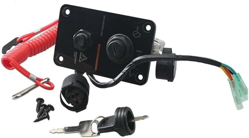 Engine Key Switch Panel with Box Mounting Screws Assembly Fit for Outboard Motor 704 704-82570-08