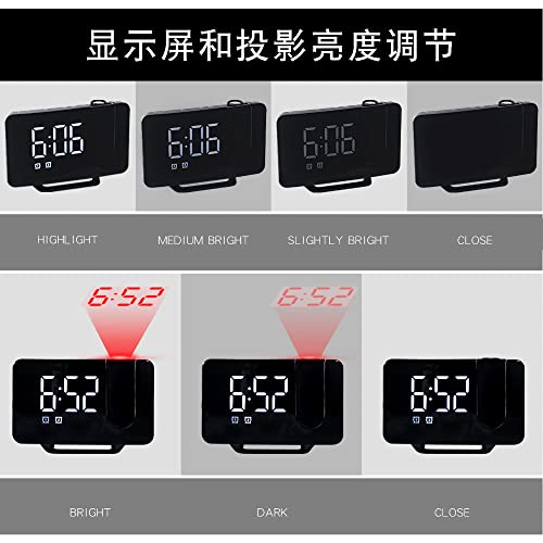 Digital Alarm Clock Led Large Display With Snooze Mirror Surface, Projection Screen Radio Operated Brightness Dimmer, Temperature Detect For Bedroom, Bedside, Desk, Home, Heavy Sleepers Adults Kids #TOP2