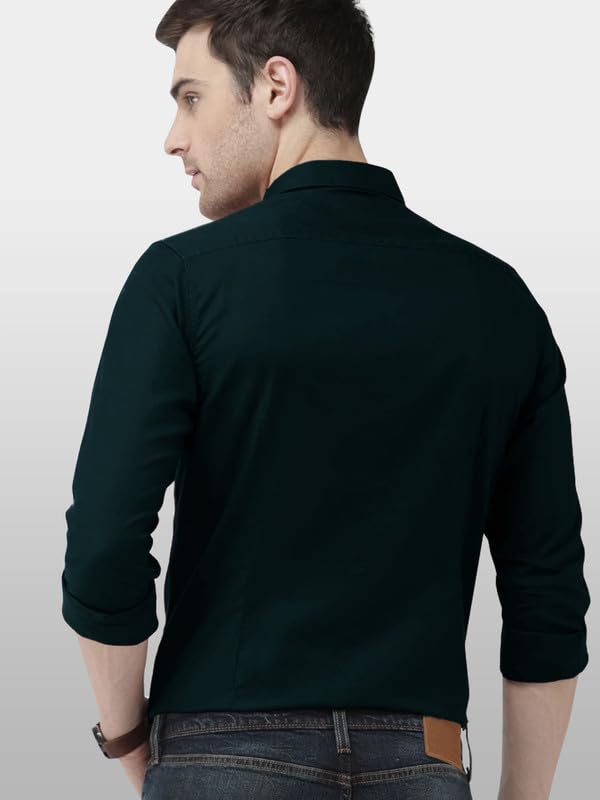 Tee Projekt 1 camicia da uomo a maniche lunghe, in cotone, tinta unita, con bottoni, per spiaggia, ufficio, casa