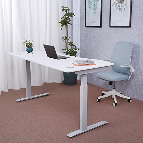 Image of ApexDesk Elite Pro Series 60 inch x 27 inch Electric Height Adjustable Stand up Desk, Sit Stand Home Office Desk, Computer Desk - Curved White