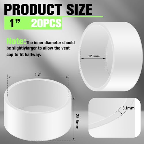 Image of 20 Packs 1 Inch PVC Pipe End Cap, Fits 1.315 inch OD Schedule 40 Furniture Grade, Heavy Duty Slip-on Caps for DIY Furniture, Garden Shelf, White