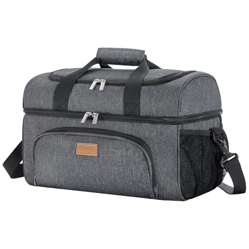 Lifewit Insulated Cooler Bag 30L Picnic Bag for Beach/Sport, Double Compartment Refrigerator Bag, Dark Gray