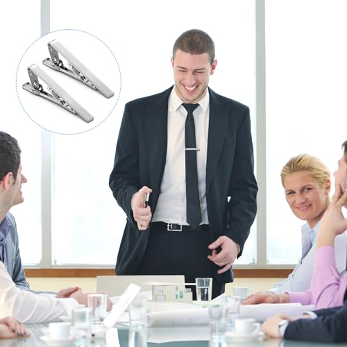 SHENLIU 5 Pcs Tie Clip for Men, Classic Men\'s Tie Clips, Silver Necktie Tie Bar Tie Pins Men Accessories for Professional Office Wedding Wear and Formal Events