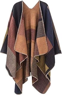 Women's Poncho Cape Shawl Cardigan Open Front Elegant Wrap Sweater (ASeries 11- khaki)