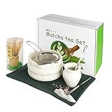 Matcha Set 8-teiliges - Premium Matcha Tea Set, Matcha Besen,Matcha-Schale,Matcha Whisk,2x Edelstahl-Schaufel,Matcha-Siebmaschen,Geschirrtuch,Stäbchenhalter,Ideal für Anfänger