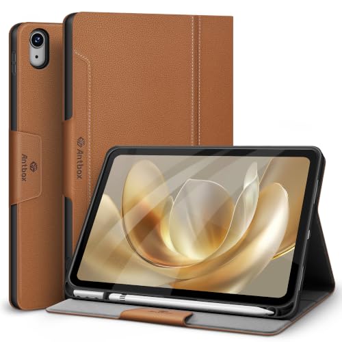 Funda iPad 10.9 2022 Antbox en piel PU color canela con acabados de alta resistencia