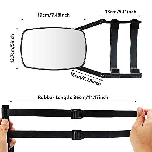 Lifronkit Universal Clip-on Towing Mirrors Extended Mirrors for Towing 360 Degree Rotation Adjustable Towing Mirror, Black, 2 Pieces - Thumbnail 3