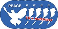 10 x Racker-n-Roll PEACE Friedenstaube Aufkleber