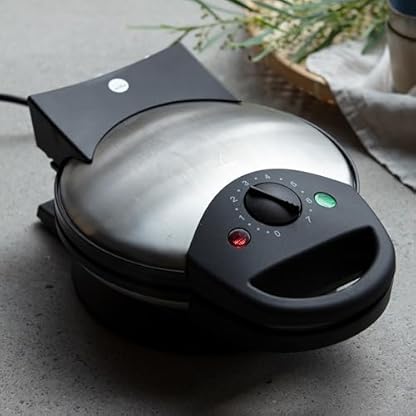 Wilfa BELL Waffeleisen I 1.400 Watt I 23cm große Herzwaffeln I 7 Temperaturmodi I Mit Alarm-Glocke und Signal-Licht (schwarz-silber) – Bild 6