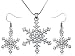 Silver Tone Crystal Snowflake Necklace and Dangle Earrings Jewelry Set for Winter Bridal Prom