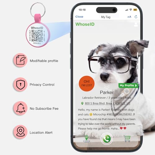 WhoseID Personalized Dog Tag, Laser Engraving QR Code, Silicone Dog ID Tag, Pet Online Profile, Scan QR Code Send Location, Collar Harness Accessories (Medium to Large Breeds - 1.25", Rose) - Image 4