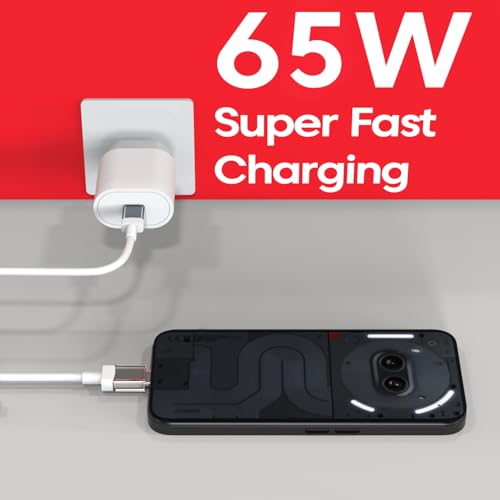 Image of 65W Charger Compatible With Nothing Original USB-C to USB-C Fast Charging Cable CMF Charger Cord for Smartphones, Compatible with Nothing Devices, Google Pixel, Samsung Galaxy, Devices (White)