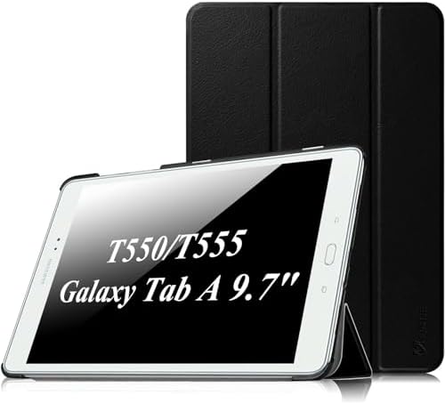 FINTIE Slimshell Case for Samsung Galaxy Tab A 9.7 Inch Tablet SM-T550 - Super Thin Lightweight Stand Cover with Auto Sleep/Wake Feature, Black