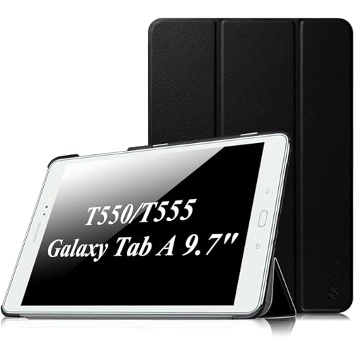 FINTIE Étui Housse pour Samsung Galaxy Tab A 9.7 SM-T550 / T555 - Coque de Protection Ultra-Mince Léger PU Cuir Case Cover, Fonction Sommeil/Réveil Automatique, Noir