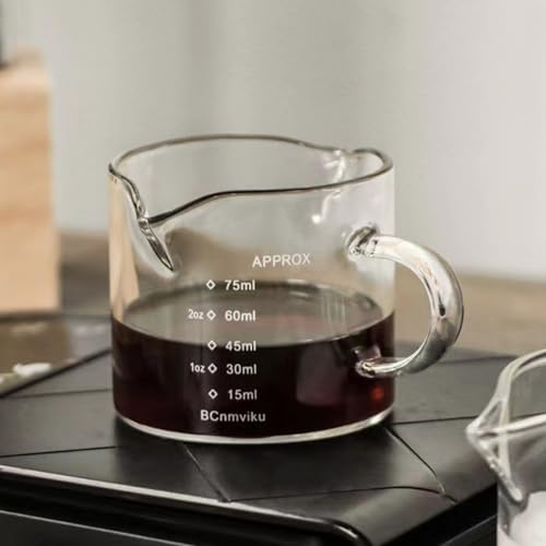 Measuring Cups, Espresso Cups Set of 2 100ml Glass Espresso with Spout, Handle & Clear Scale Washable Reusable Measuring Mug for Coffee Making - Image 4