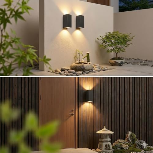 2個セッ 玄関灯 ウォールランプ ブラケットライト ポーチライト 屋外 壁掛け照明 防水 LED 省エネ 外灯 雰囲気作り 吊り下げ 車道 歩道 庭 ガーデン(6000K)
