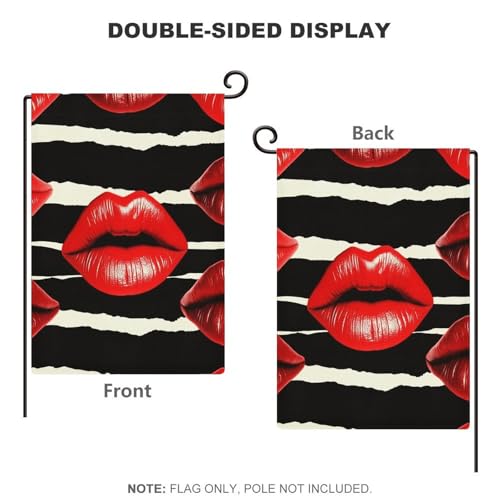 Banderas de jardín con labios rojos para decorar terrazas pequeñas este verano 5