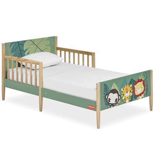 Dream On Me Fisher-Price Fauna Collection Safari Toddler Bed, Jungle Print, BSA Certified, Easy to Assemble