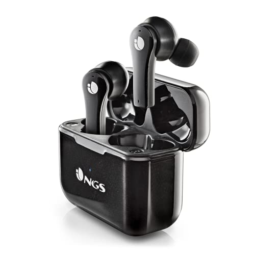 NGS ARTICA Bloom Black - Auriculares inalámbricos Compatible con tecnología Bluetooth y TWS, Base de Carga, 24h de autonomía, micrófono, Control táctil.