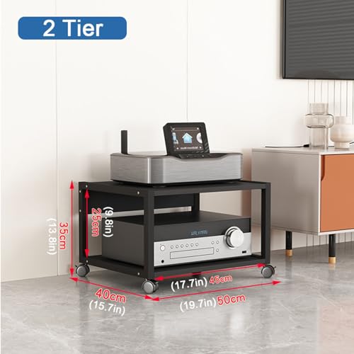 2-Tier Movable Audio Video Stand Media Player Stand Multi-Function Open Storage Rack Wooden Corner TV Stand Stereo Component Cabinet for Home/Office/DJ/Theater, 3 Colors (Color : A)