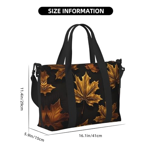 Phayah Golden Maple Leaf Crossbody Travel Bag Overnighter Duffel Bags Carry On Size Ideal For School Or Overnight Travel Bag3