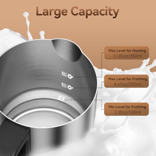 Image of Milk Frother and Steamer, Electric Frother | 4-in-1 Automatic Hot and Cold Foam Maker , Detachable Stainless Steel Jug for Latte, Cappuccino, Macchiato, Hot Chocolate