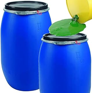 STORM TRADING GROUP 220 Litre Extra Large Capacity Plastic Blue Open Top Keg Drum Barrel for Storage Food Grade with Lid For Shipping Food Cooking (1)