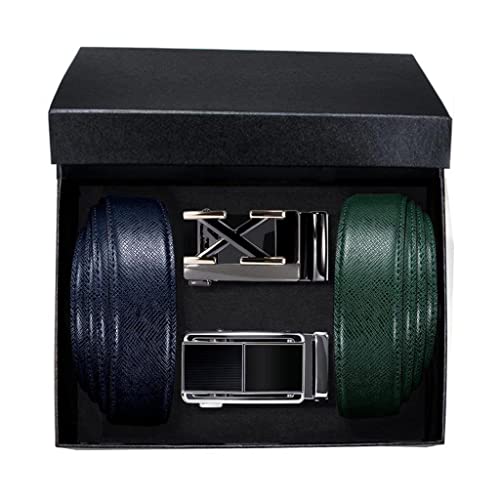 JSEIAJB Mens Belts Set Automatic Buckles Waist Belt Genuine Leather Straps for Men Jeans Male Gift Boxed