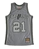 Mitchell & Ness Striped NBA Swingman Jersey S.A. Spurs - T.Duncan, Pattern/Black (Large)