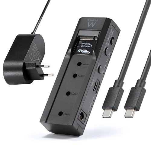 Ewent Dock Clone Offline Dual-Bay para SSD NVMe y HDD/SSD SATA 2,5″/3,5″,2230/2242/2260/2280, UASP, 10Gbps USB3.2 Gen2, Clonación Bidireccional Sin PC, Tool-Free, Luces LED de Estado, con Disipación
