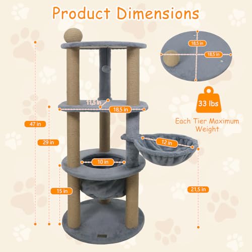 Árbol para Gatos Multi-Niveles PETSITE 47 Pulgadas miniatura 3