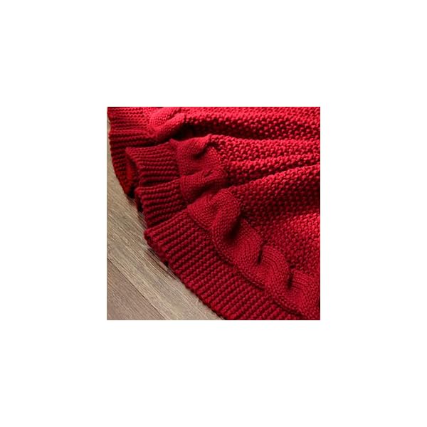 Limbridge knitted christmas tree skirt 36 inches wine red tree skirt chunky cable knit thick rustic christmas tree decorations farmhouse christmas decor xmas holiday home party decorations  urban country home decor