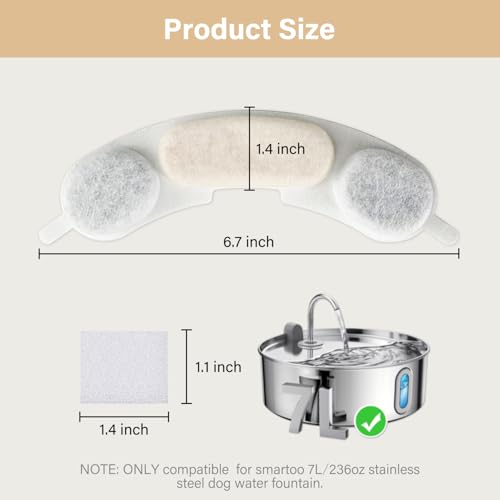 Filtres fontaine Smartoo 7L : lot de 12 recharges avec éponges - 7