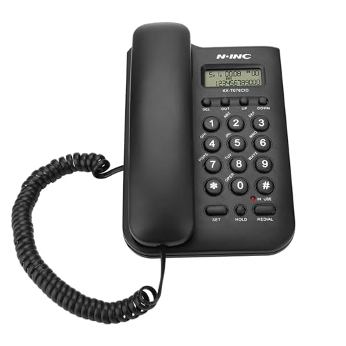Teléfono fijo con cable para escritorio y pared negro miniatura 1