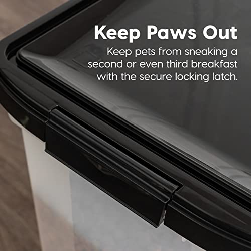 Iris Usa 50 Lbs / 65 Qt Weatherpro Airtight Pet Food Storage Container With Removable Casters, For Dog Cat Bird Pet Food Storage Bin, Keep Fresh, Translucent Body, Easy Mobility, Clear/Black #TOP4