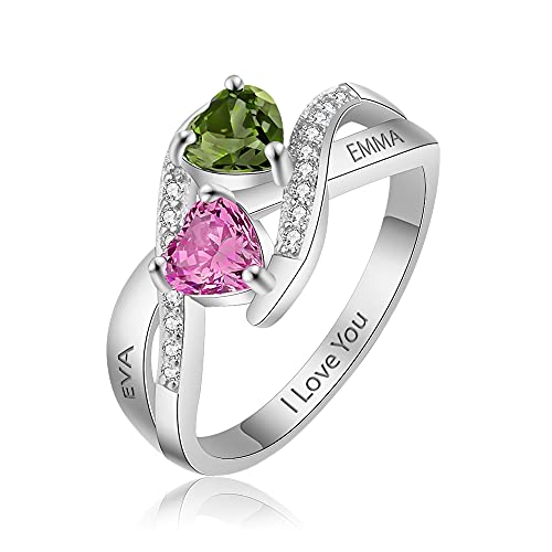 Glamcarat Promise Ring With 2 Birthstones Personalized Custom Jewelry For Women Mom Gift Family Jewelry Childs Names (6) #TOP18