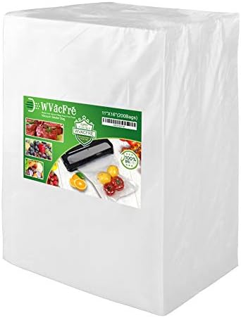 WVacFre 200 Gallon Size11x16Inch Vacuum Sealer Freezer Bags with Commercial Grade,BPA Free,Heavy Duty,Great for Food Vac Storage or Sous Vide Cooking