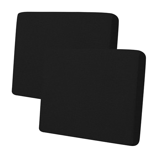 Image of Easy-Going Stretch 2 Pieces Couch Cushion Cover for Sofa Seat | Individual Furniture Protector Sofa slipcover for 2 Cushion Couch Washable Soft with Elastic Bottom Black
