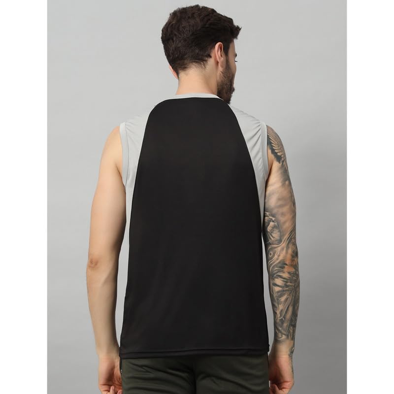 Image of ATICX Men's Polyester Sports Sleeveless T Shirt - Gym Vest, Workout Sando, Training Tank Top, Cut Sleeves Quick Dry Tee for Running, Swimming, Badminton, Fitness & Sports