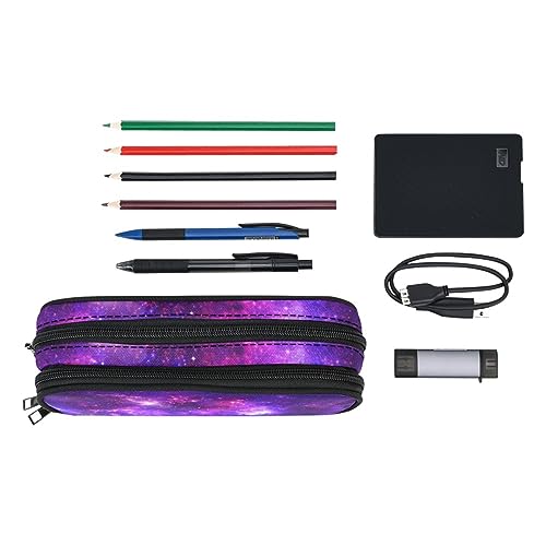 Image of ANANGTEE Purple Galaxy Unicorn Pencil Case Pouch for Girls Teen Boys 10x5 | Large Capacity Canvas Crayon, School Stuff Zippers Kids Pen Box Marker Crayon Office Supplies Make up Soft Organizers